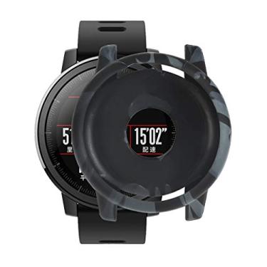 Imagem de Case Bumper de Silicone macio para proteção do Huami Amazfit Stratos 2/2s (Camuflado Cinza)