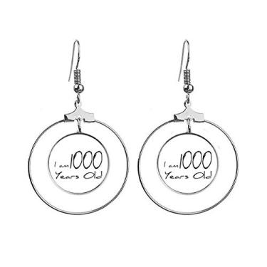 Imagem de Brincos de argola pendentes I am 1000 years old Age Longevity Jewelry Drop Circle