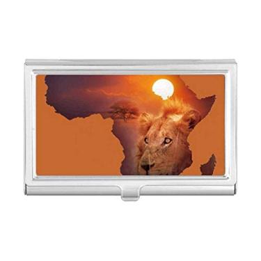 Imagem de Porta-cartões de visita com mapa do continente africano da pradaria de leão