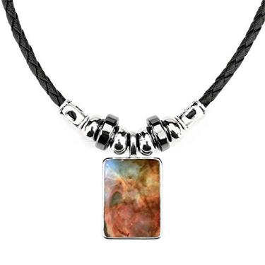 Imagem de DIYthinker Colar azul nebulosa nuvens marrom joia Torque pingente de corda de couro