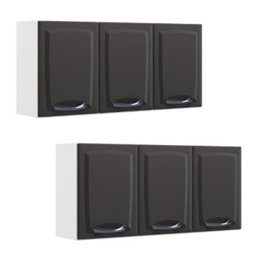 Imagem de Kit 2 Armários Aéreos Multiuso Itatiaia Aço 3 Portas New Premium Cozinha e Área de Serviço Grafite