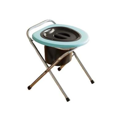 Imagem de JUSHZ Banheiro de acampamento portátil para adultos vaso sanitário portátil ao ar livre para casa interna para carro idoso cabeceira com capa para uso doméstico portátil antiderrapante (33 x 32,5 x 41