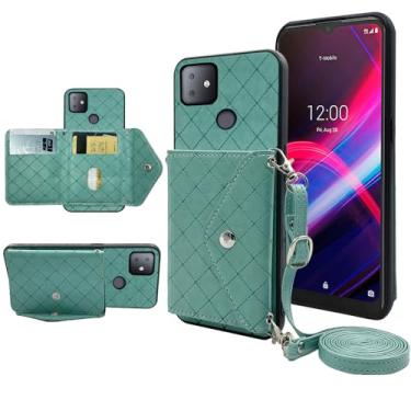 Imagem de Furiet Capa carteira compatível com T-Mobile Revvl 4 Plus com alça de ombro transversal e suporte de couro para cartão de crédito T-Mobile Revvl 4+ feminino verde