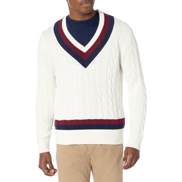 Imagem de Brooks Brothers Suéter masculino Supima de algodão com gola V, Marfim, X-Large-XX-Large