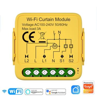 Imagem de SZITW WIFI Módulo de cortina igente Interruptor de veneziana Interruptor de controle de persiana de cortina elétrica motorizada APP Controles remotos compatíveis com e Assistant para