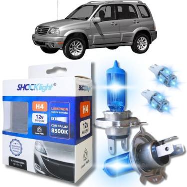 Imagem de Kit par lâmpadas super branca conector h4 8500k shocklight + par leds 