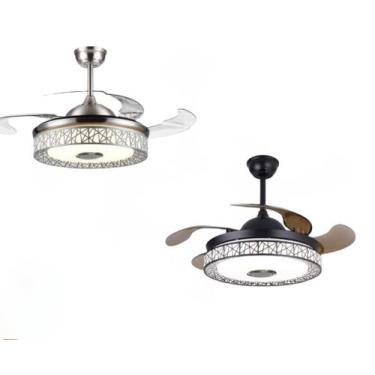 Imagem de  2 ventiladores de teto retrátil bivolt com caixa de som e bluetooth -