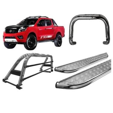 Imagem de Kit Quebra Mato Santo Antônio Duplo Estribo Frontier 17/20 Cromado - H