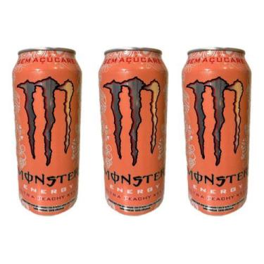 Imagem de Kit 3 Energético Monster Zero Açúcar Ultra Peachy Keen 473ml - Monster
