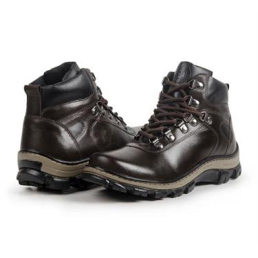 Imagem de Bota Masculina Cano Alto Coturno Couro Trilha Adventure Espumado Confo