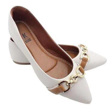 Imagem de Sapatilha confort off white com fivela rasteirinha - Keite Calçados, 3