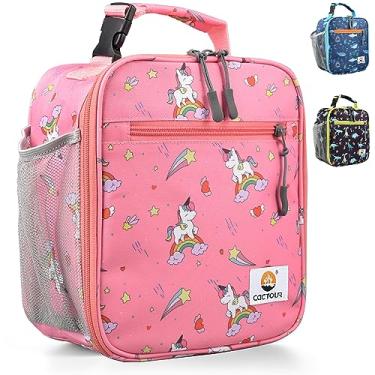 Imagem de Lancheira infantil CaCTOUR, lancheira com isolamento premium para meninas e meninos, bolsa macia, mini cooler, lancheira térmica volta às aulas reutilizável para piquenique de trabalho e escola