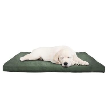 Imagem de PETMAKER Cama para cães com capa removível – Cama ortopédica para animais de estimação 101 x 91 cm com enchimento em formato de caixa de ovos de 7,5 cm e microcamurça – Cama de caixa grande (verde)