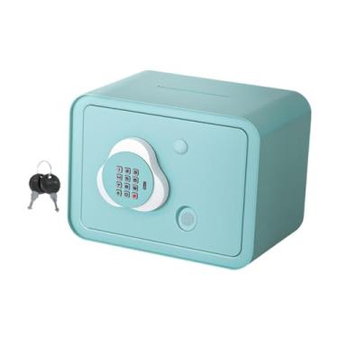 Imagem de MERIGLARE Cofrinho com senha e impressão digital, presente para crianças, recipiente reutilizável para dinheiro estável, cofrinho de brinquedo para o Dia de, Verde