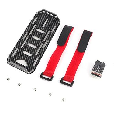 Imagem de Placa de montagem de bateria de fibra de carbono com testador de eletricidade para carro RC escala axial SCX10 1 10 Leve e protetor Fácil instalação Design ecológico