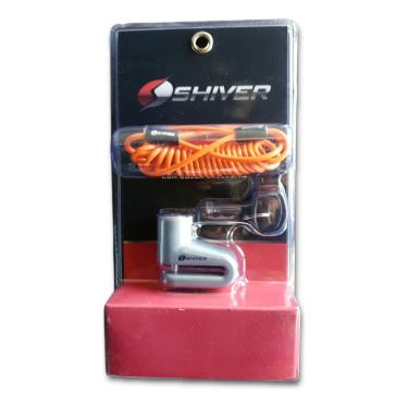 Imagem de Tranca Trava Cadeado SHIVER Disco Moto Anti Furto Com Cabo Lembrete