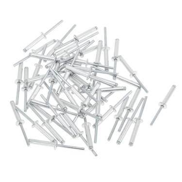 Imagem de INFINAUTO Cabeça de cúpula grande flange rebites cegos 4,8 mm diâmetro de aderência 25 mm comprimento de aderência 9,5 mm diâmetro da flange liga de alumínio ferro tom prata