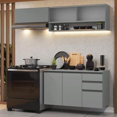 Imagem de Armário De Cozinha Compacta Suspenso 200cm Nice Madesa 11 Cinza