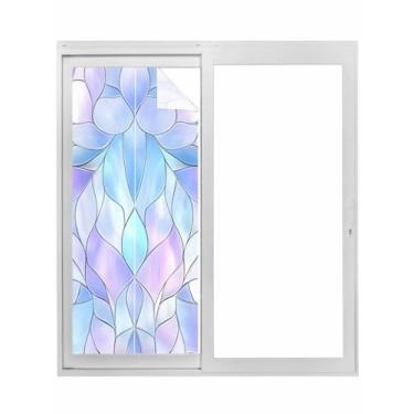 Imagem de Película de privacidade para janela, azul, gradiente, roxo, arte moderna, vidro fosco, bloqueador de sol, PVC estático, adesivo de janela para decoração de porta de banheiro, 60 x 150 cm