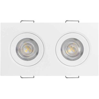 Imagem de SPOT LED QUADRADO DUPLO DIRECIONAVEL EMBUTIR 10W 6500k CORPO BRANCO EM