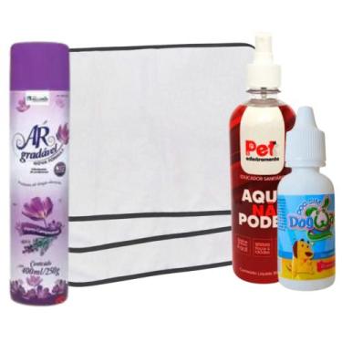 Imagem de Kit 6 Tapetes Higiênicos Pet + Odorizador Flor Camp Tipo Bom Ar + Xixi