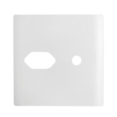 Imagem de Placa 4x4 para 1 Tomada Universal 2P+T + Furo para Antena + Suporte Br