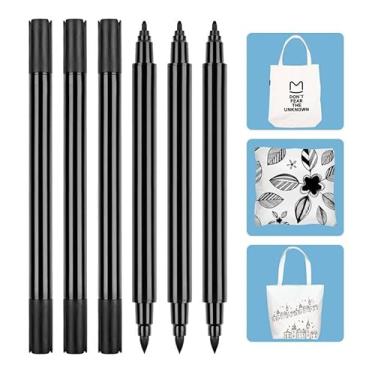 Imagem de 10 peças de tintas têxteis de tecido, marcadores de tecido preto, marcadores permanentes para roupas, canetas de tinta para personalizar camisetas, bolsas, chapéus, lona, têxteis, pedras, vidro