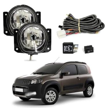 Imagem de Kit Farol de Milha para Uno 2010 a 2021 Completo com Chicote Botão e Relê Auxiliar Neblina