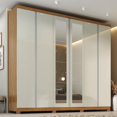 Imagem de Guarda-roupa Casal com Espelho Monte Carlo Cinamomo / Off White