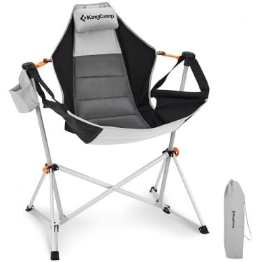 Imagem de KingCamp Cadeira de acampamento de rede, cadeiras de acampamento dobráveis portáteis para adultos de 181 kg, pesada, dobrável, com moldura de liga de alumínio, suporte para copos, travesseiro para