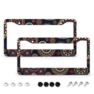 Imagem de Molduras personalizadas para placas de licença de flores fofas - Conjunto de 2 peças com 2 furos, metal alumínio, acessórios automotivos, decoração para placa de carro, moldura de placa de carro 16 cm