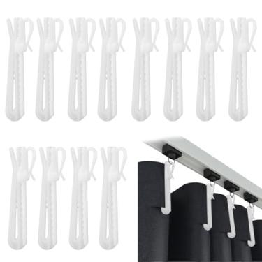 Imagem de Ganchos de cortina de plástico, 80 peças de ganchos de prega ajustáveis, sistema de catraca ganchos de cortina plissados para cortinas de janela, portas e cortinas de chuveiro (85 mm/3,35 polegadas)