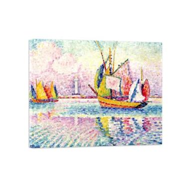 Imagem de Paul Signac Famosas Pinturas-Impressas em Tela-Barcos 4-Moderno Pôster Decoração Sala de Estar e Quarto 20x25cm8x10in Tela Embrulhada