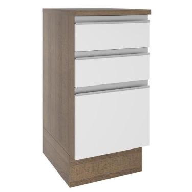 Imagem de Balcão Glamy 40 cm 3 Gavetas Rustic e Branco Madesa