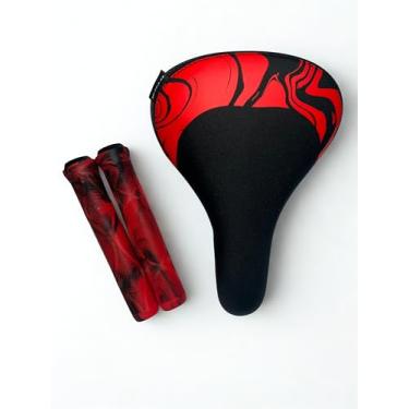 Imagem de Kit Banco Gts Freerider Estilo Ddk + Manopla Estilo Gios (Vermelho)