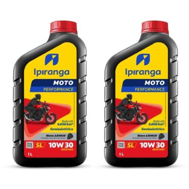 Imagem de Kit 2lts Oleo Semi Sintético 10W30 Ipiranga 4 Tempos Performance JASO MA2 Nano ARMOR