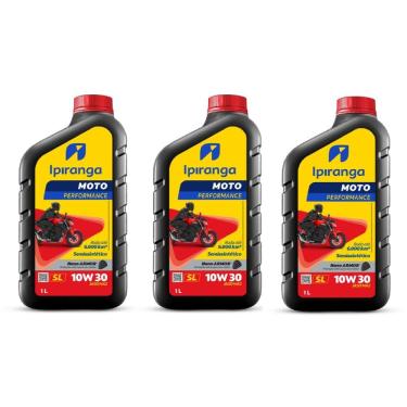 Imagem de Kit 3lts Oleo Semi Sintético 10W30 Ipiranga 4 Tempos Performance JASO MA2 Nano ARMOR