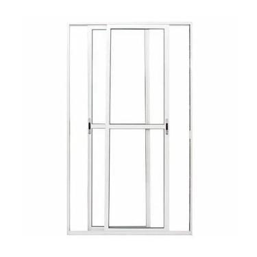 Imagem de Porta Balcão 210x120 2 Folhas Vidro c/Fechadura- Alumínio Branco - Linha 25 Suprema 