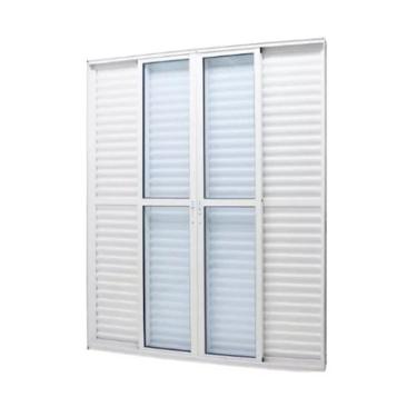 Imagem de Porta Balcão 210x150 6 Folhas c/Fechadura- Alumínio Branco - Linha 25 Suprema 
