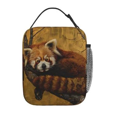 Imagem de VANZEV Lancheira isolada para mulheres e homens, lancheira panda vermelha, reutilizável, portátil, lancheira à prova d'água, recipiente de almoço para escritório, piquenique, trabalho, viagem