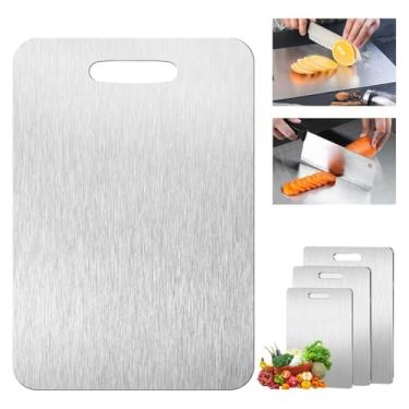 Imagem de Tábua de corte de titânio, tábuas de corte de titânio para cozinha, placa de titânio de grau alimentício dupla face atualizada (33 x 23 cm)