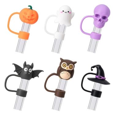 Imagem de 6 peças de capas de canudo para copo Stanley, lindos topos de canudos para Stanley copo de 30 e 1,134 g com alça, topo de canudo reutilizável à prova de poeira de 10 mm acessórios de copo Stanley para