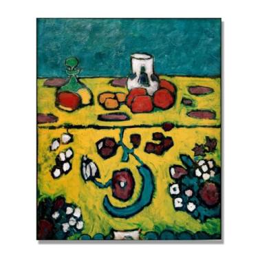 Imagem de NHLDZYH Pôster de arte expressionista. (Cobertor colorido) por Alexej von Jawlensky. Pinturas a óleo famosas. Decoração de parede de sala de estar ou escritório. Tela de 40 x 48 cm - 15,7 x 18,9 pol