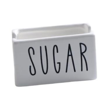 Imagem de Generic Suporte para sachês de açúcar, recipiente de cerâmica para sachês de condimentos de café, suporte para de chá para cafeteria, cozinha, Branco