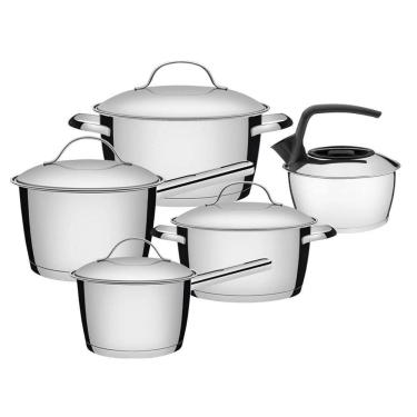 Imagem de Jogo Panelas 4 Peças + Chaleira Allegra Aço Inox Tramontina