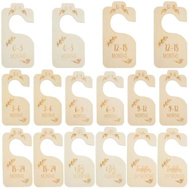 Imagem de 2 peças divisórias de armário de bebê de madeira, organizador de roupas de bebê com dupla face, etiquetas de classificação de pano, divisórias de guarda-roupa de recém-nascido para separação de roupas