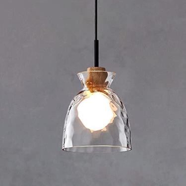 Imagem de LTBFDDC Luzes pendentes pequenas para casa de fazenda ilha de cozinha, lâmpada de teto suspensa de altura ajustável cúpula de vidro soprado à mão sombra martelada transparente para sala de jantar sala