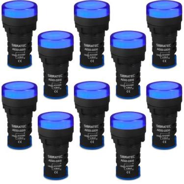 Imagem de 10 Sinaleiro Monobloco LED AD22-B Cor Azul 127/220V 22mm - Sibratec