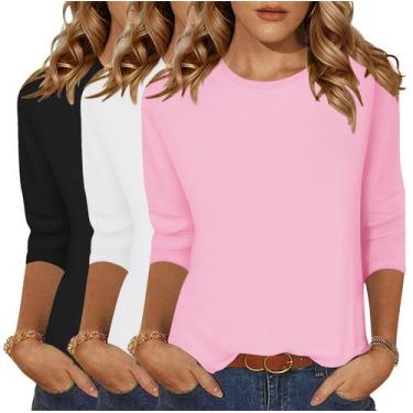 Imagem de Blusas Zeagoo de manga 3/4 para mulheres, camisetas Dressy Basics, pac