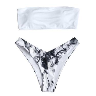 Imagem de Conjunto de biquíni feminino com estampa floral Fato de banho push-up 